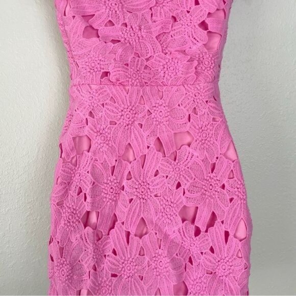 J.O.A. pink floral embossed eyelet mini dress S - Picture 10 of 13